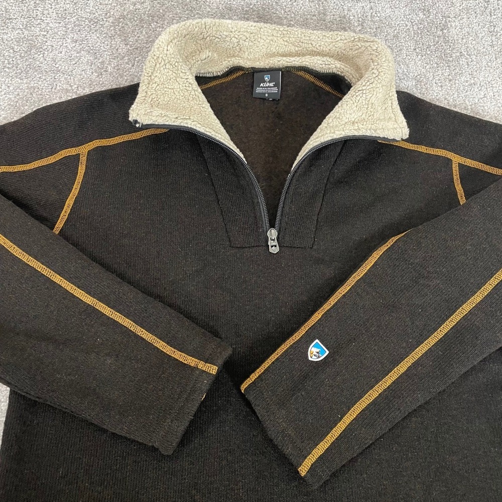 Kuhl 1/4 Zip Pullover Mens Small Europa Fleece Sherpa Collar Brown